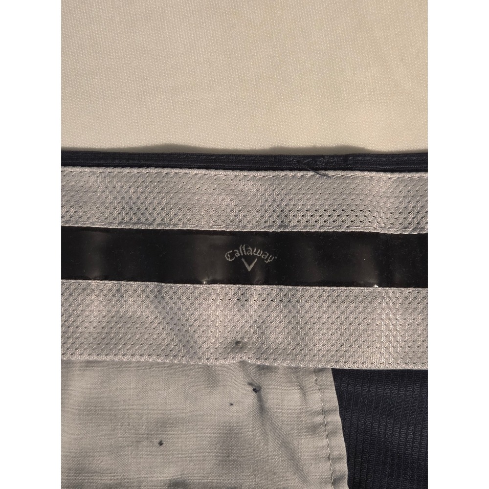 Callaway Golf Shorts Mens 36 Navy Blue Excellent Micro Stripe Flat Front Pockets - Picture 5 of 6